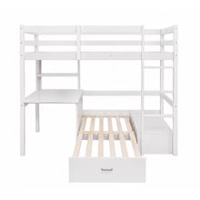 Auren Convertible Single Bunk Bed with Desk & Mattress